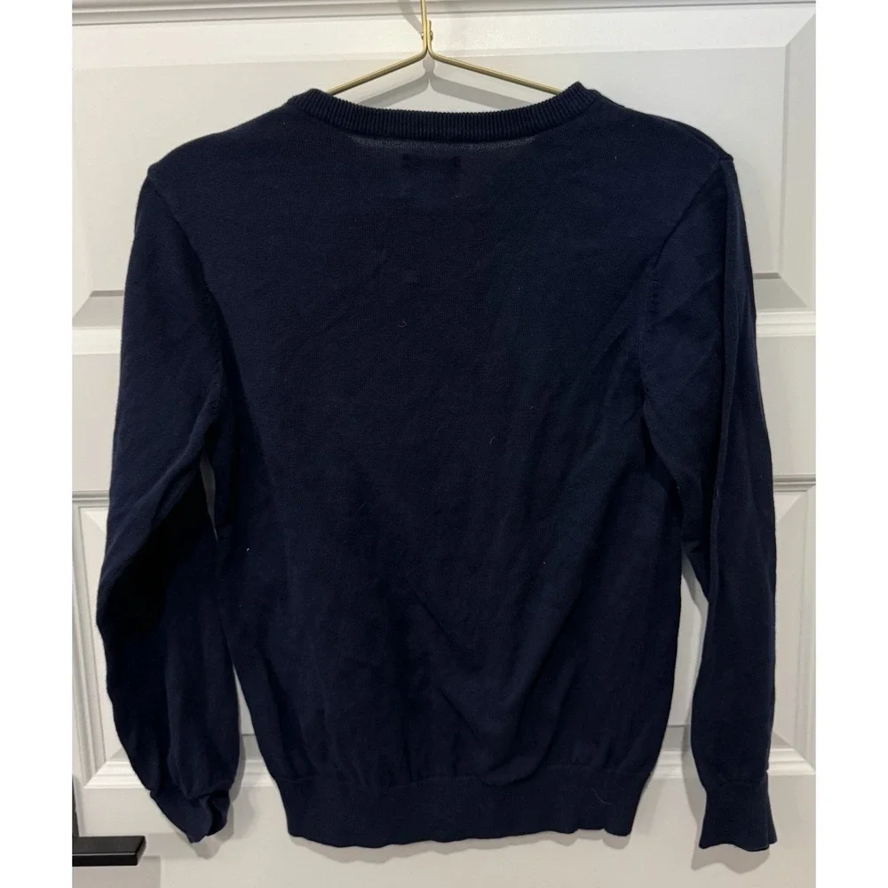 THE PLACE Boys Navy Argyle Sweater Size Large L 10 12 Long Sleeve V Neck Preppy